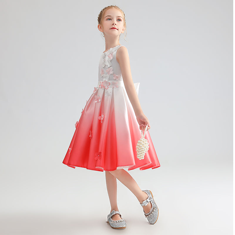 Round Neck Homecoming Dresses For Girls Teens Party Dress Satin Flower Girl Dresses Sleeveless