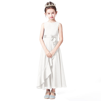 Little GirlS Long Juniors Bridesmaid Dress Wedding Flower Girls Formal Party Pageant Dresses Chiffon Sleeveless Maxi Dress