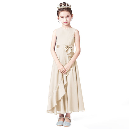 Little GirlS Long Juniors Bridesmaid Dress Wedding Flower Girls Formal Party Pageant Dresses Chiffon Sleeveless Maxi Dress