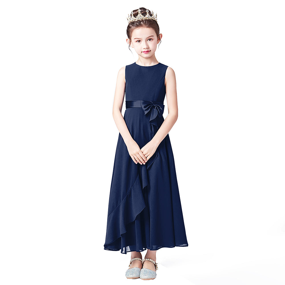 Little GirlS Long Juniors Bridesmaid Dress Wedding Flower Girls Formal Party Pageant Dresses Chiffon Sleeveless Maxi Dress