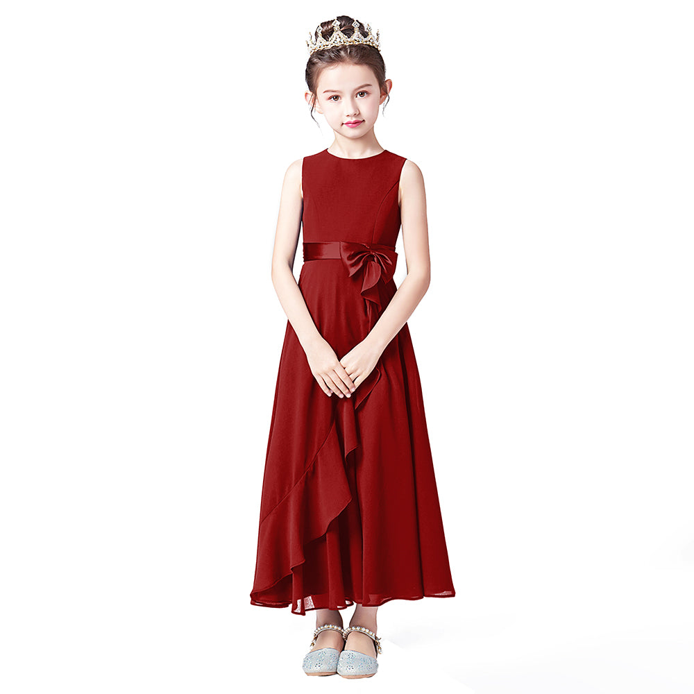 Little GirlS Long Juniors Bridesmaid Dress Wedding Flower Girls Formal Party Pageant Dresses Chiffon Sleeveless Maxi Dress