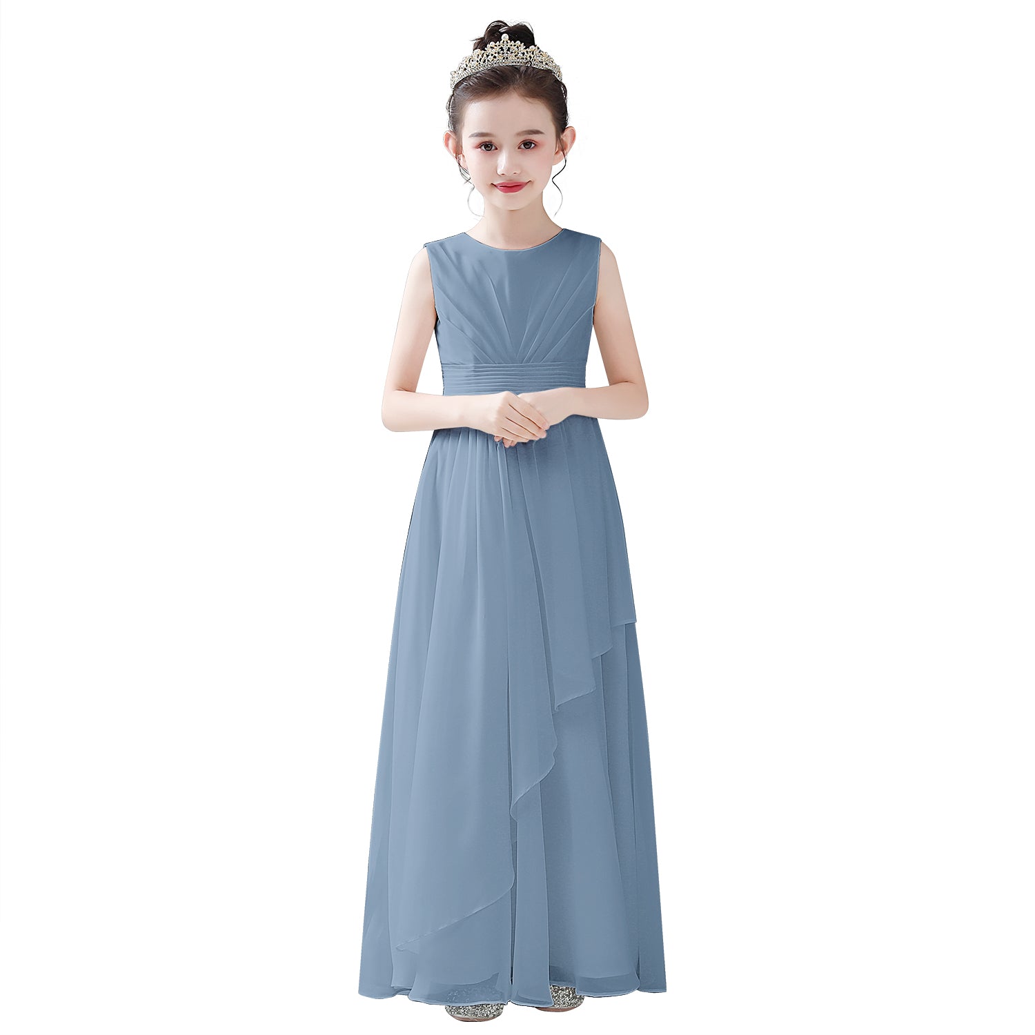 Dideyttawl Chiffon Junior Bridesmaid  Dress Girls Formal Gown for Girls