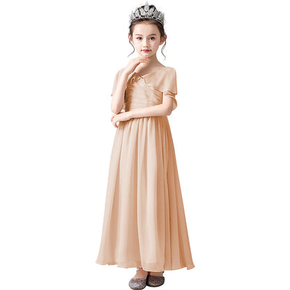 V-Neck Flower Girl Dresses Little Girl Bridesmaid Dress Chiffon Princess Party Dress Sleeveless