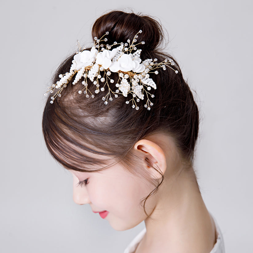 White Pearl Hair Accessories Side View