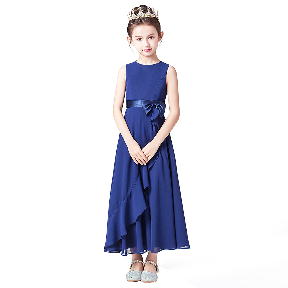 Little GirlS Long Juniors Bridesmaid Dress Wedding Flower Girls Formal Party Pageant Dresses Chiffon Sleeveless Maxi Dress
