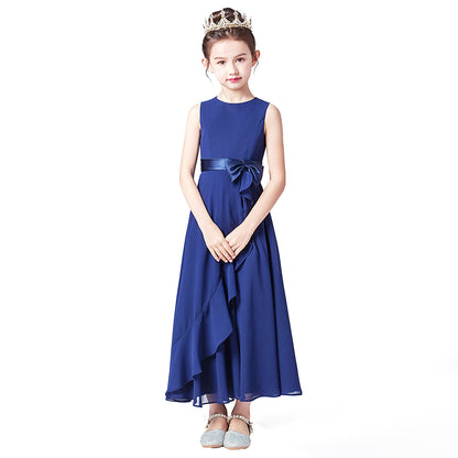 Little GirlS Long Juniors Bridesmaid Dress Wedding Flower Girls Formal Party Pageant Dresses Chiffon Sleeveless Maxi Dress