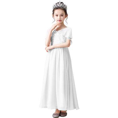 V-Neck Flower Girl Dresses Little Girl Bridesmaid Dress Chiffon Princess Party Dress Sleeveless
