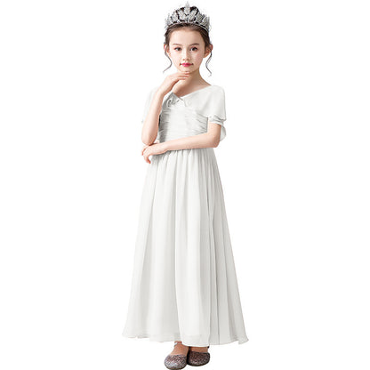 V-Neck Flower Girl Dresses Little Girl Bridesmaid Dress Chiffon Princess Party Dress Sleeveless