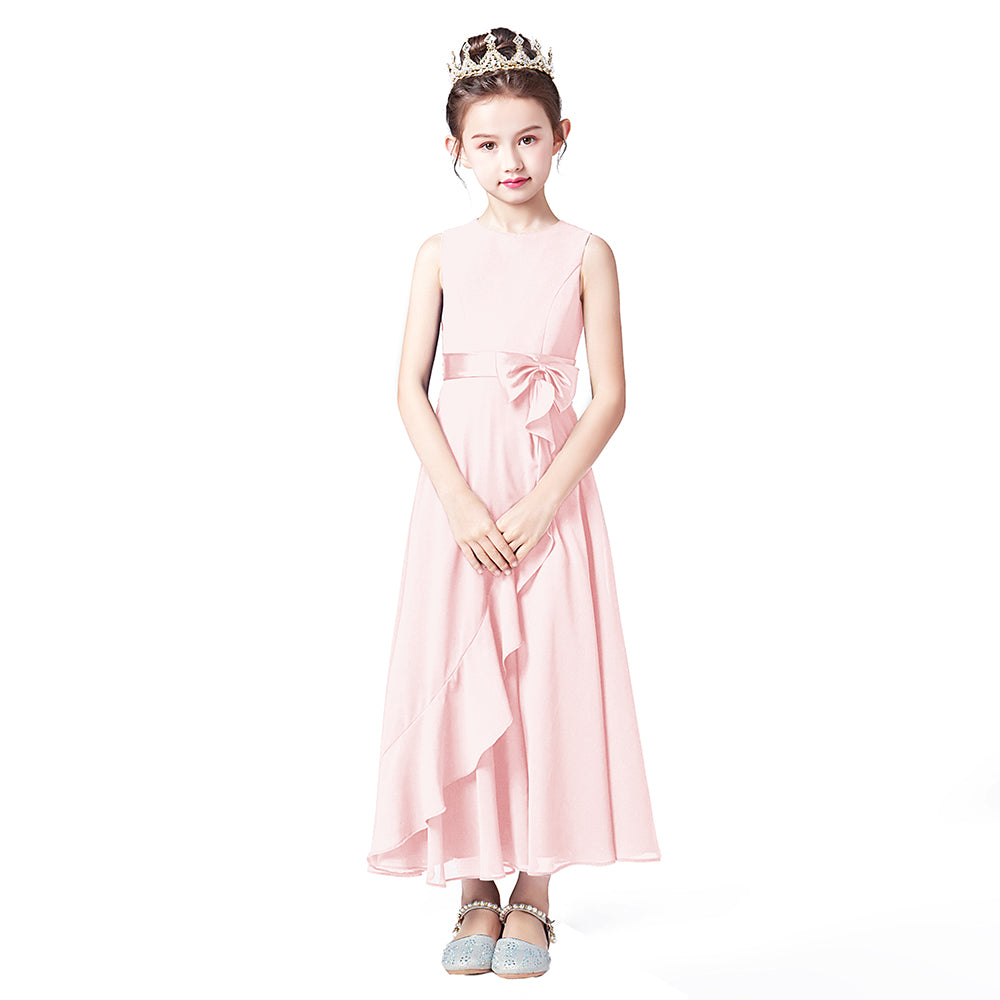 Little GirlS Long Juniors Bridesmaid Dress Wedding Flower Girls Formal Party Pageant Dresses Chiffon Sleeveless Maxi Dress