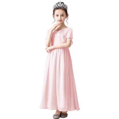 V-Neck Flower Girl Dresses Little Girl Bridesmaid Dress Chiffon Princess Party Dress Sleeveless
