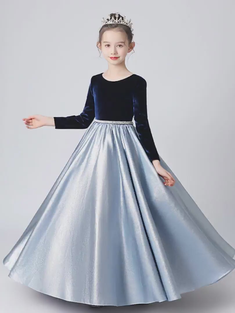 Light Blue Girls Formal Dress Prom Dress A line Long Party Dress For G –  Simplepromdress