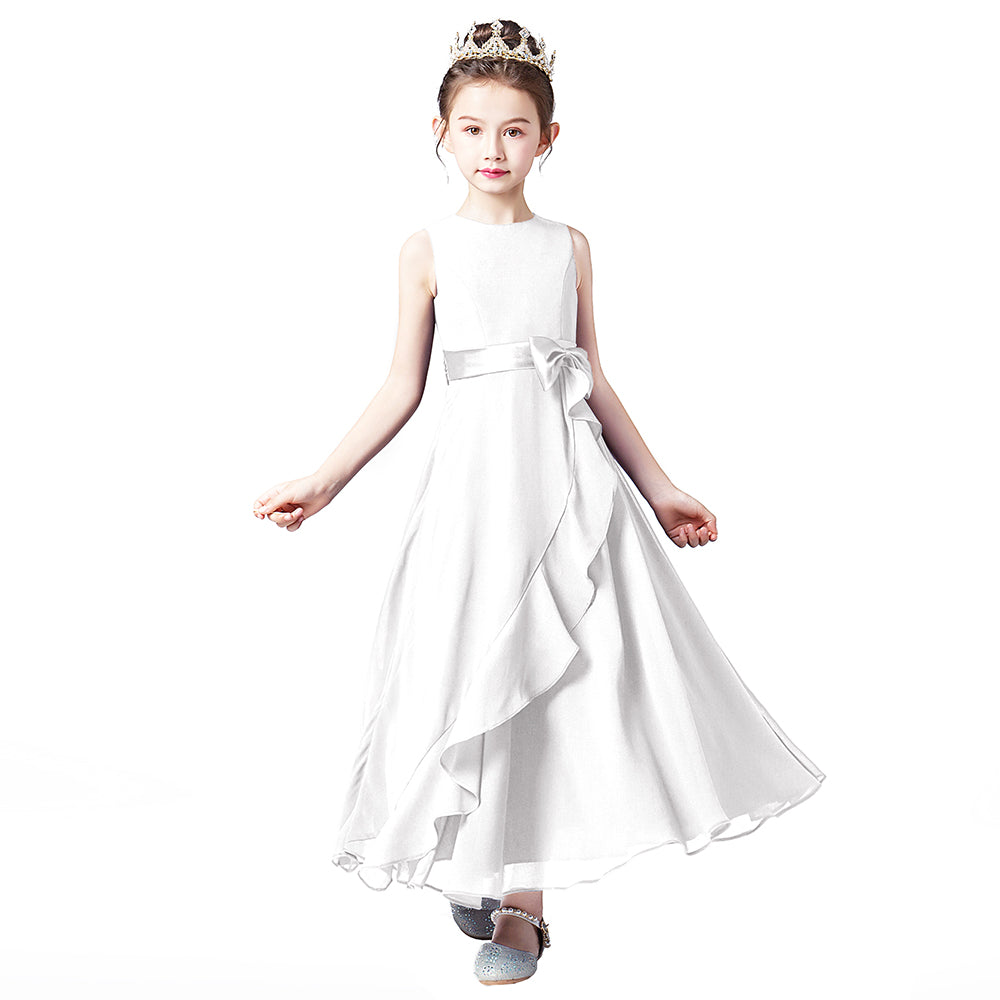 Little GirlS Long Juniors Bridesmaid Dress Wedding Flower Girls Formal Party Pageant Dresses Chiffon Sleeveless Maxi Dress