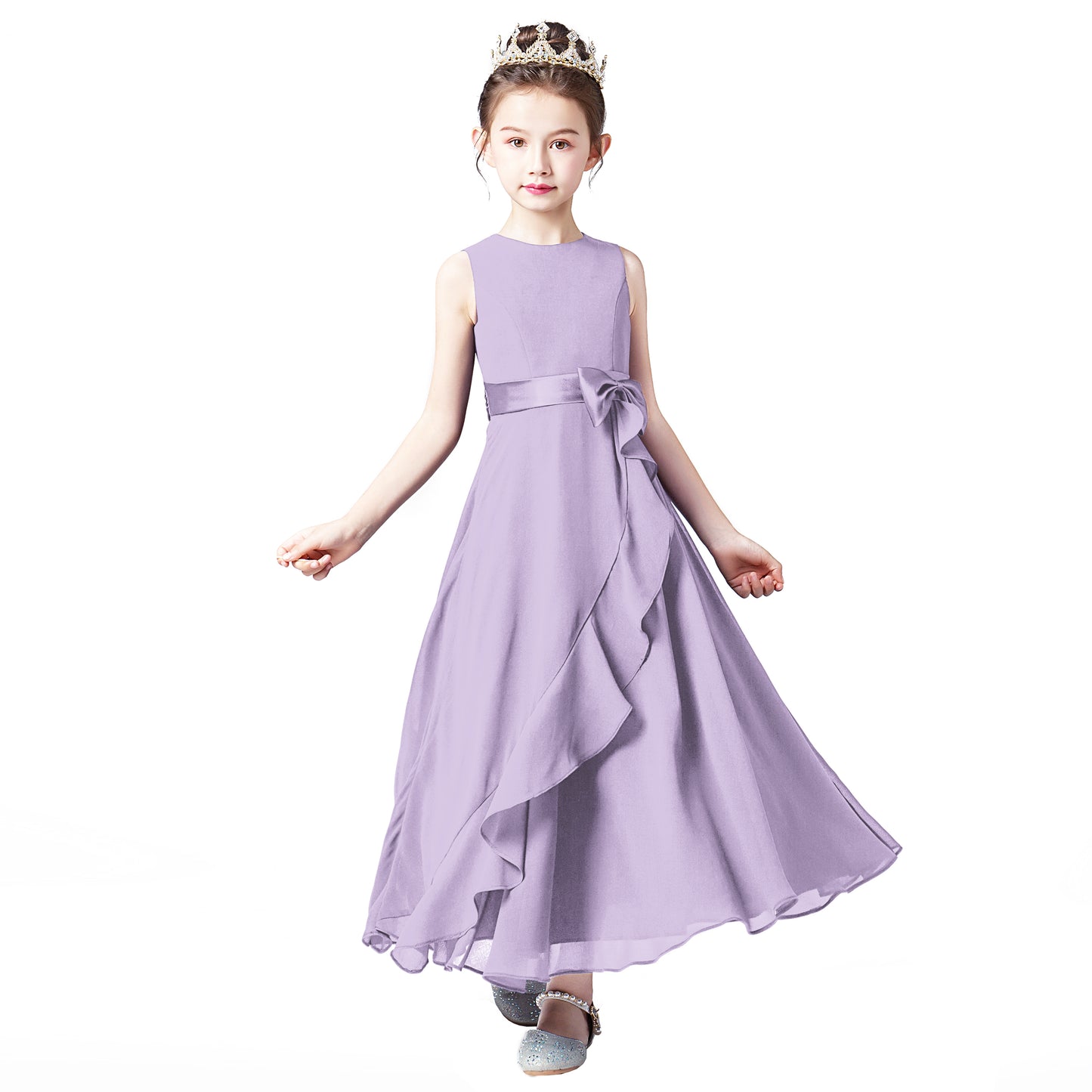 Little GirlS Long Juniors Bridesmaid Dress Wedding Flower Girls Formal Party Pageant Dresses Chiffon Sleeveless Maxi Dress
