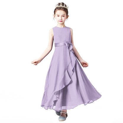 Little GirlS Long Juniors Bridesmaid Dress Wedding Flower Girls Formal Party Pageant Dresses Chiffon Sleeveless Maxi Dress