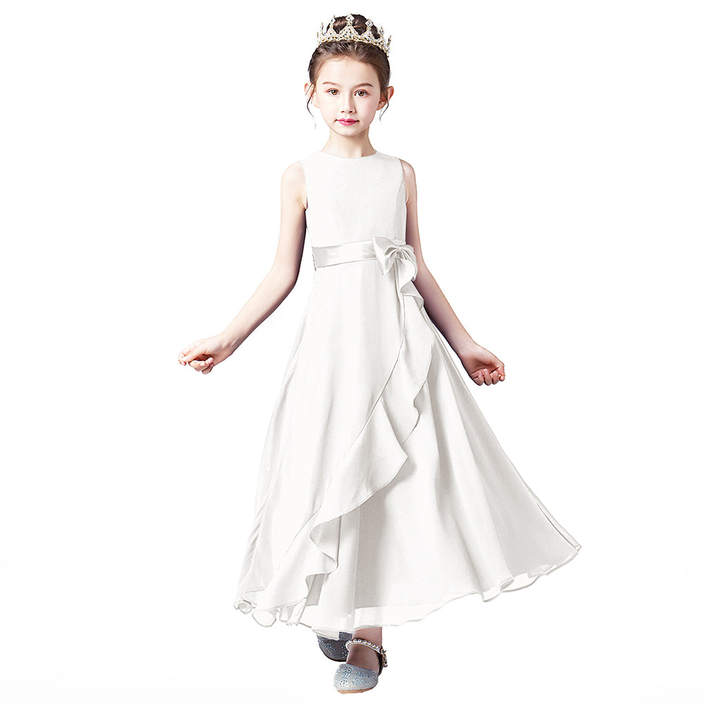 Little GirlS Long Juniors Bridesmaid Dress Wedding Flower Girls Formal Party Pageant Dresses Chiffon Sleeveless Maxi Dress