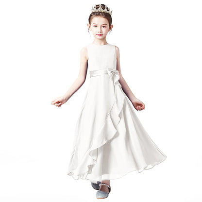 Little GirlS Long Juniors Bridesmaid Dress Wedding Flower Girls Formal Party Pageant Dresses Chiffon Sleeveless Maxi Dress
