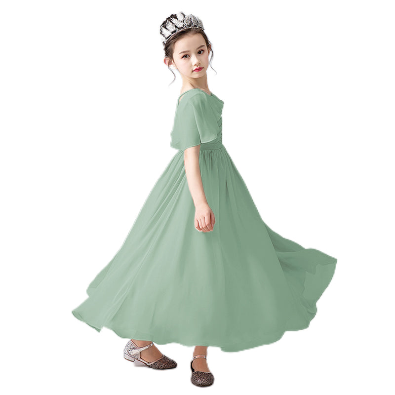 V-Neck Flower Girl Dresses Little Girl Bridesmaid Dress Chiffon Princess Party Dress Sleeveless