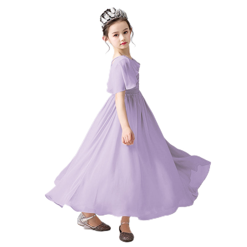 V-Neck Flower Girl Dresses Little Girl Bridesmaid Dress Chiffon Princess Party Dress Sleeveless