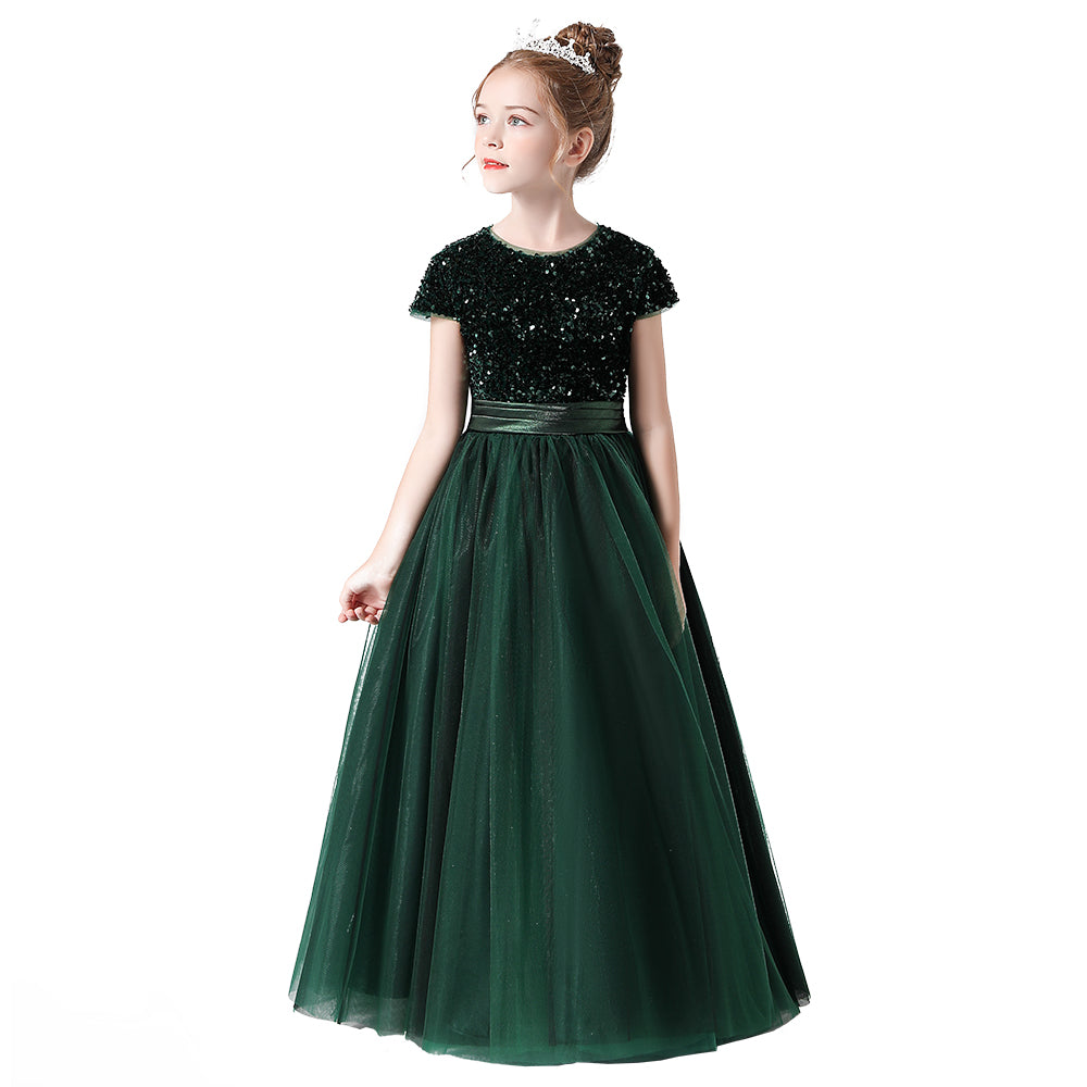 F Plus Fashion Green Satin Heavy Embroidered Kids Girls Wedding Wear  Lehenga Choli _Suitable To 8-