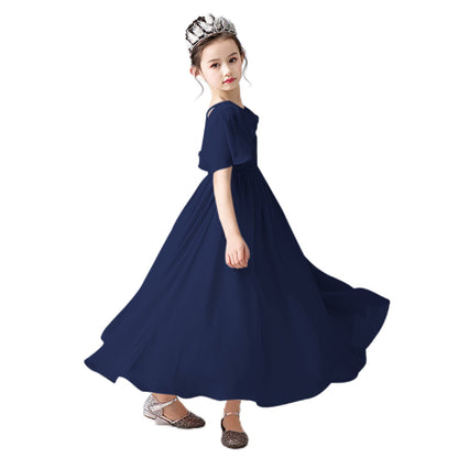 V-Neck Flower Girl Dresses Little Girl Bridesmaid Dress Chiffon Princess Party Dress Sleeveless