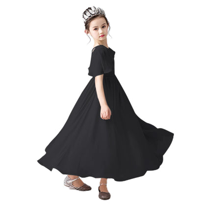 V-Neck Flower Girl Dresses Little Girl Bridesmaid Dress Chiffon Princess Party Dress Sleeveless