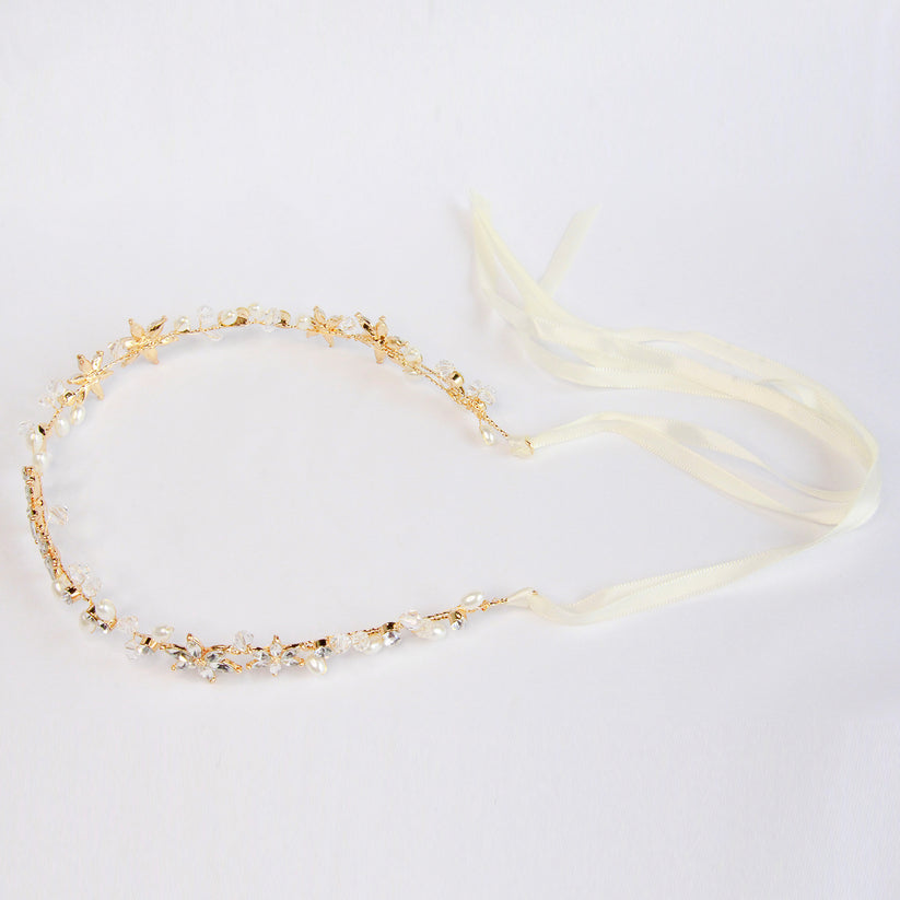Gold Crystal Hair Accessories Front View