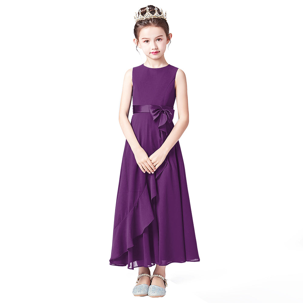 Little GirlS Long Juniors Bridesmaid Dress Wedding Flower Girls Formal Party Pageant Dresses Chiffon Sleeveless Maxi Dress