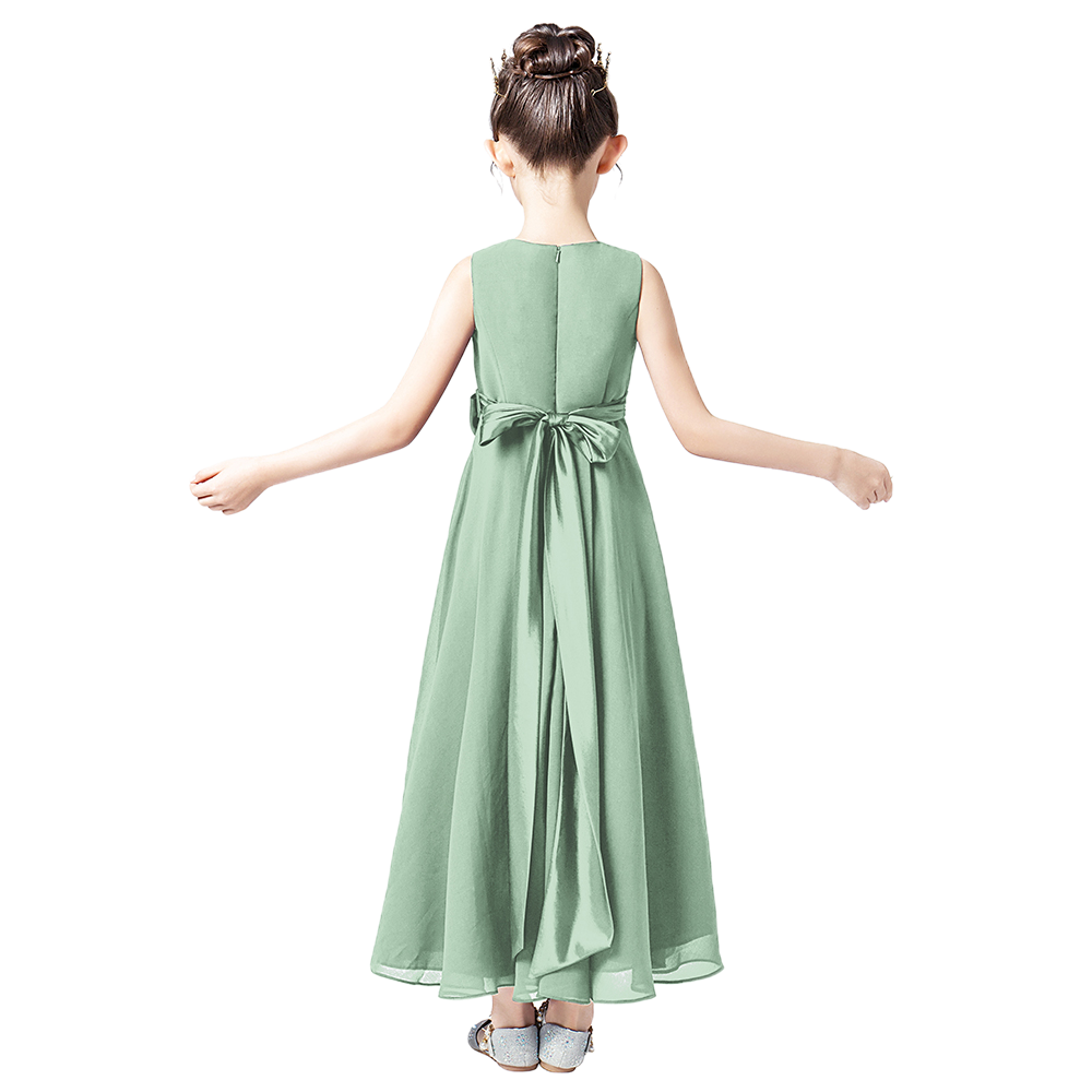 Little GirlS Long Juniors Bridesmaid Dress Wedding Flower Girls Formal Party Pageant Dresses Chiffon Sleeveless Maxi Dress