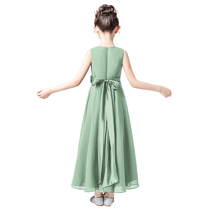Little GirlS Long Juniors Bridesmaid Dress Wedding Flower Girls Formal Party Pageant Dresses Chiffon Sleeveless Maxi Dress