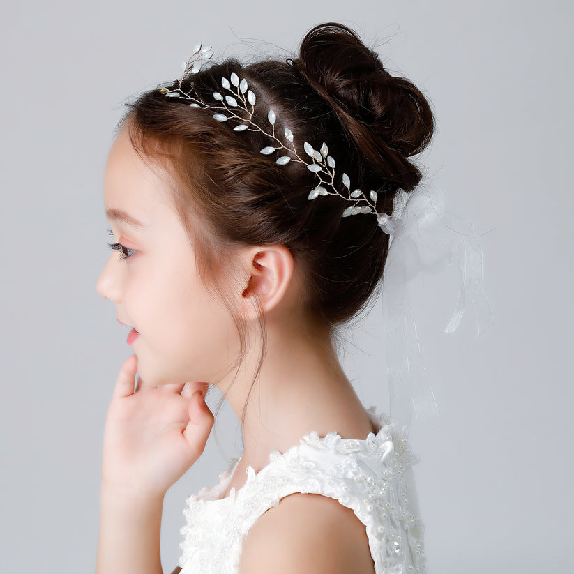 White Pearl Hair Accessories Side View