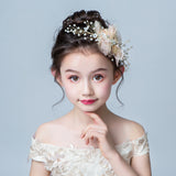 Gold Pearl Tulle Hair Accessories Front View