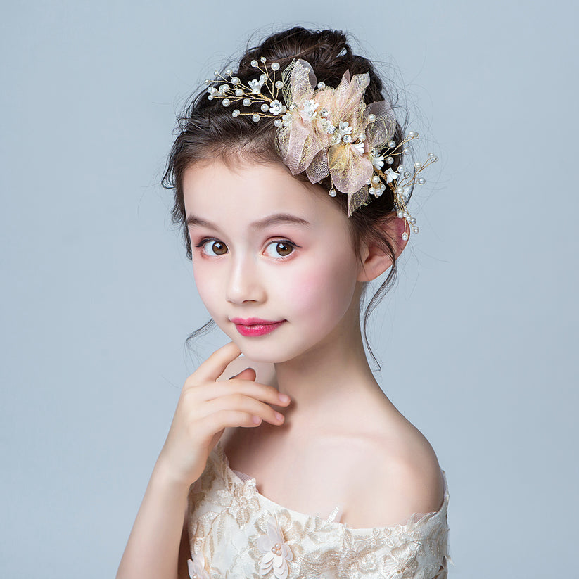 Gold Tulle Hair Accessories Front View