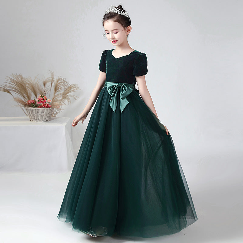 Outong New Kids Dresses Flower Girls Low Back Big Bow Lace Mesh Ball Gown  Frocks Fashion Baby Party Dress Princess For Wedding - AliExpress