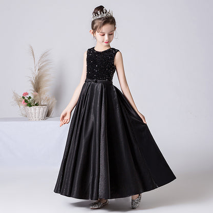 Satin Sequins Formal Dresses For Girls Special Occasion Dresses Elegant Birthday Party Dress