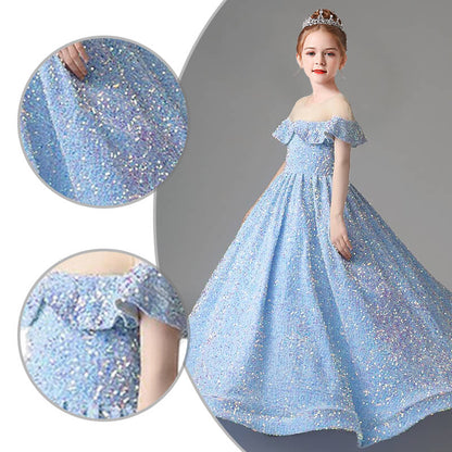 Sheer Neckline Sequin Ball Gown For Teens Junior Formal Occasion Dress
