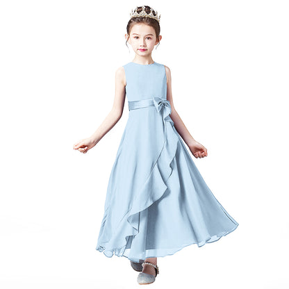Little GirlS Long Juniors Bridesmaid Dress Wedding Flower Girls Formal Party Pageant Dresses Chiffon Sleeveless Maxi Dress