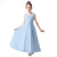 Dideyttawl Little Girls Chiffon Pageant Dress Formal Party Long Flower Girl Dresses Wedding Sleeveless Junior Bridesmaid Dress