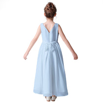Dideyttawl Little Girls Chiffon Pageant Dress Formal Party Long Flower Girl Dresses Wedding Sleeveless Junior Bridesmaid Dress