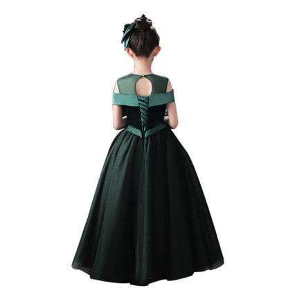 Girls Christmas Dresses Dark Green Princess Dress Girls Puff Tulle Evening Dresses Floor Length