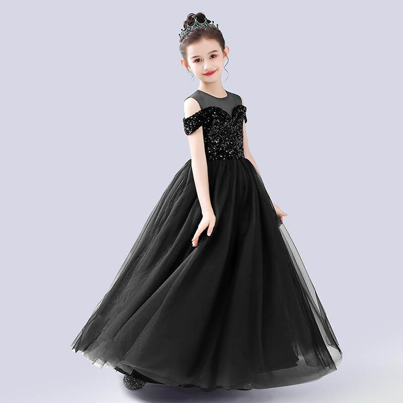 Off Shoulder Pageant Dresses For Teen Girls Sequins Long Evening Dress Flower Girls Dress Special Occasion dresses