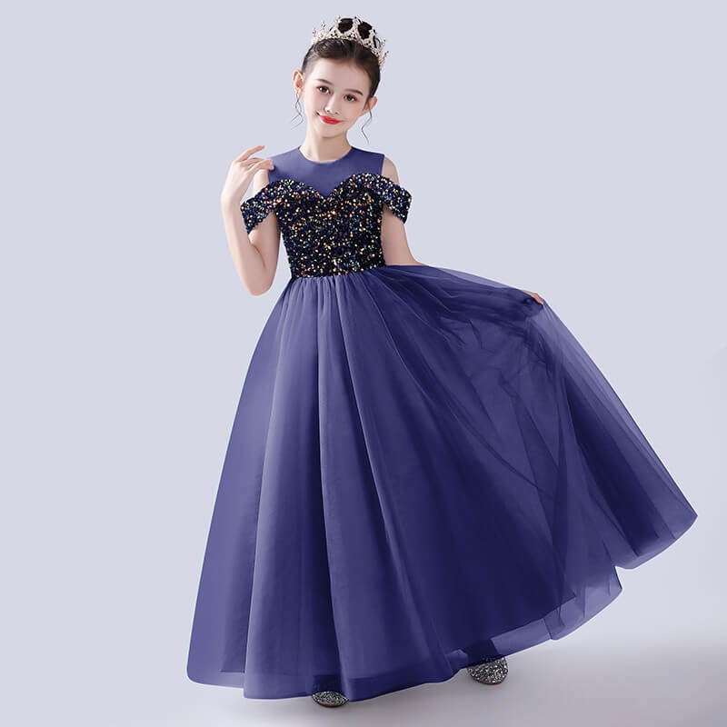 Off Shoulder Pageant Dresses For Teen Girls Sequins Long Evening Dress Flower Girls Dress Special Occasion dresses