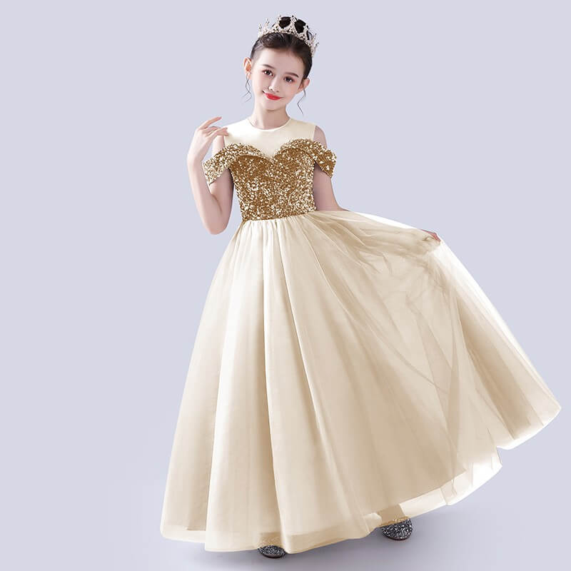 Off Shoulder Pageant Dresses For Teen Girls Sequins Long Evening Dress Flower Girls Dress Special Occasion dresses