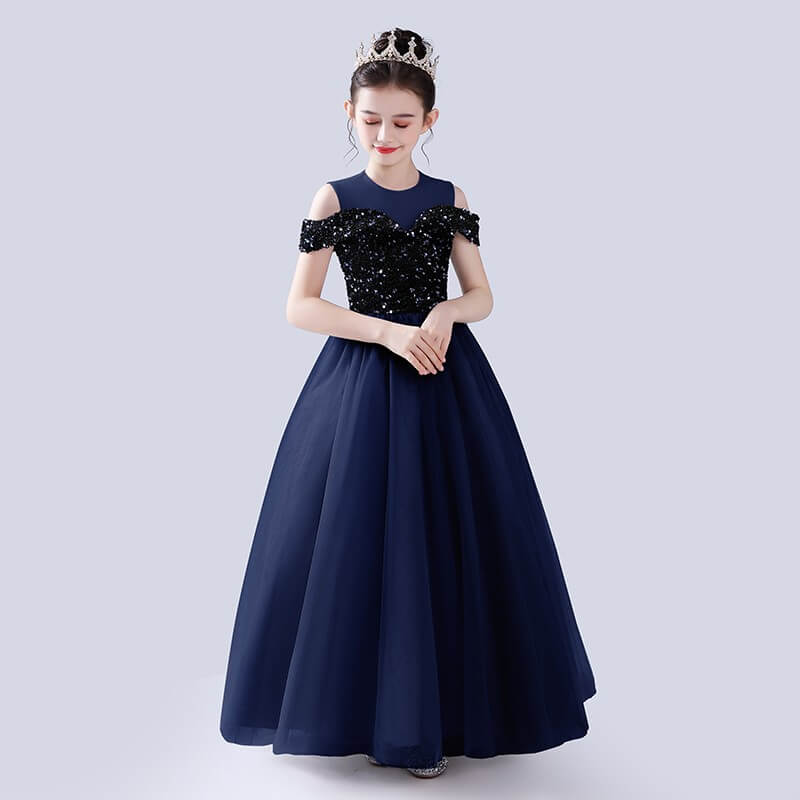 Off Shoulder Pageant Dresses For Teen Girls Sequins Long Evening Dress Flower Girls Dress Special Occasion dresses