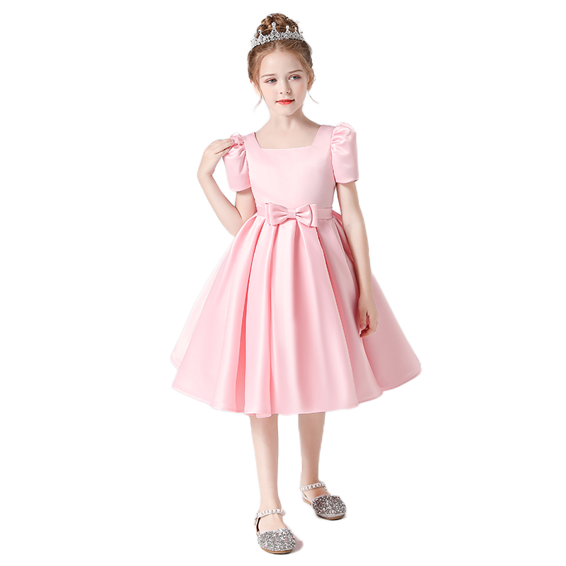 Flower Girl Dress Square Neck Little Girl Bridesmaid Dress Velvet Evening Party Dress