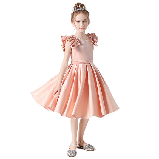 Dideyttawl Flower Girl Dresses V-Neck Little Girl Bridesmaid Dress For Wedding Toddler Princess Formal Dress
