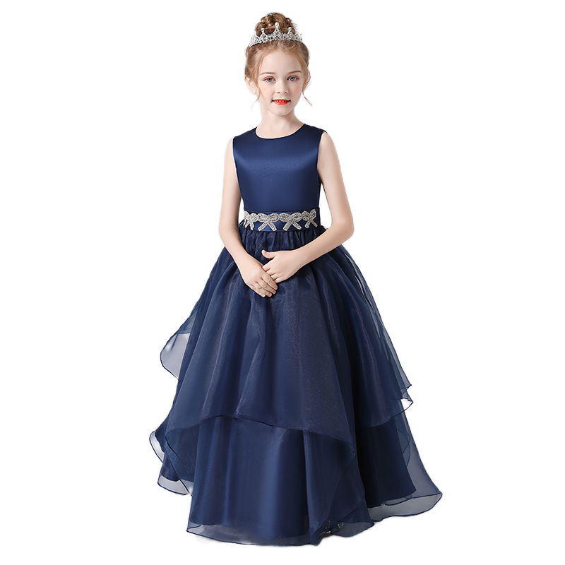 Sleeveless Flower Girls Dress Tulle Girls Birthday Party Dresses Formal Special Occasion Dress For Teens Junior Bridesmaid Pageant Ball Gown