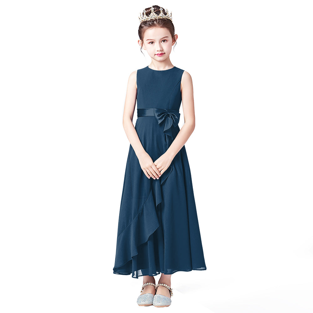 Little GirlS Long Juniors Bridesmaid Dress Wedding Flower Girls Formal Party Pageant Dresses Chiffon Sleeveless Maxi Dress