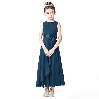 Little GirlS Long Juniors Bridesmaid Dress Wedding Flower Girls Formal Party Pageant Dresses Chiffon Sleeveless Maxi Dress