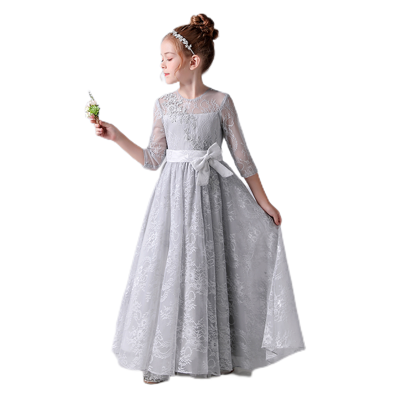 Girls First Communion Dresses Lace Special Occasion Dress Formal Long Gown Floor Length メイン画像