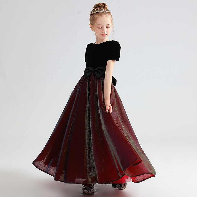 Christmas Party Dresses For Juniors Girls Velvet Special Occasion Dresses Short Sleeve